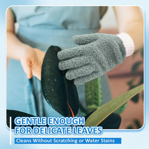 MIG4U Microfiber Dusting Gloves - House Cleaning Glove for Blinds, Windows, Furniture, Reusable Lint-Free Gray 2 Pairs
