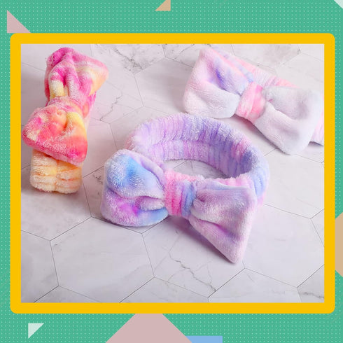 WSYUB Spa Headband, Makeup Bow Headband for Washing Face, Fuzzy Skincare Headbands for Teen Girls, Hair Bands for Women