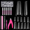 MORGLES Half Cover Coffin Nail Tips Set, 500 Pcs Clear Acrylic Nail Tips with Glue, Clipper, and Files