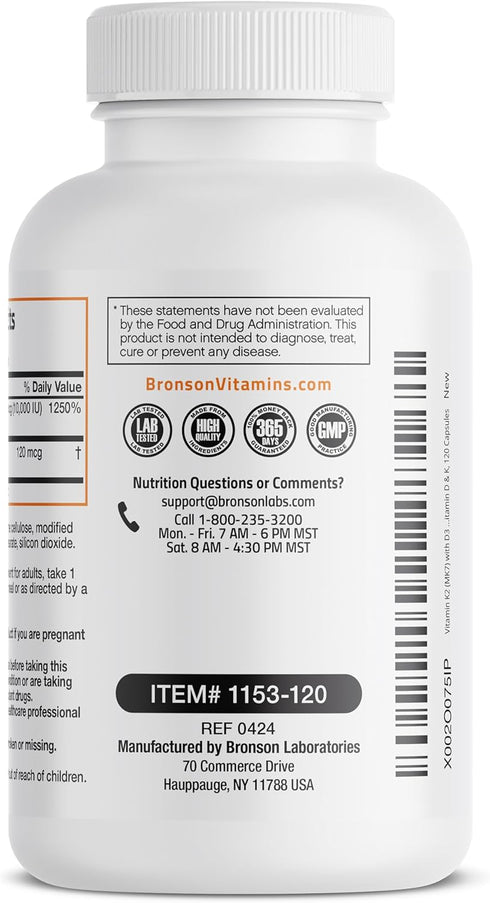 K2 (MK7) D3 10,000 D3 120 K2 MK-7 120 Bronson Vitamin with Extra Strength Supplement Bone and Heart Health Non-GMO
