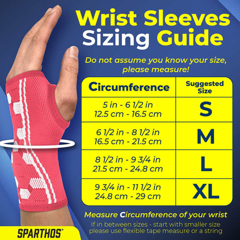 Sparthos Wrist Support Sleeves (Pair) Medical Compression for Carpal Tunnel and Wrist Pain Relief Wrist Brace for Men