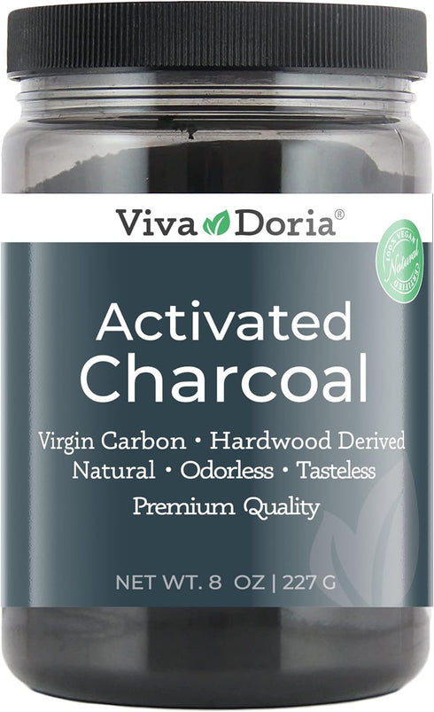 Viva Doria Virgin Activated Charcoal Powder, Hardwood Derived, Food Grade, 8 Oz