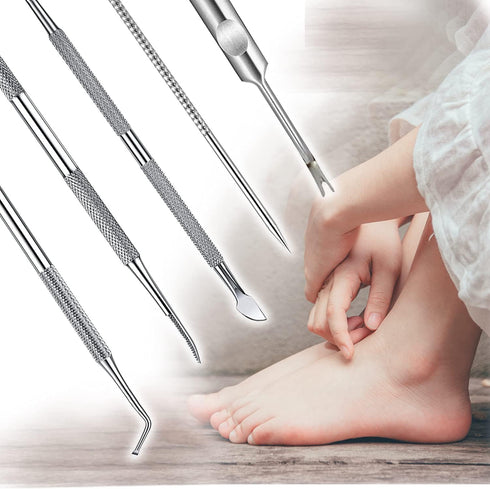jindian Ingrown Toenail Pedicure Tool Kit, Stainless Steel Nail Care, Nail File and Lifter Pusher (6PCS)