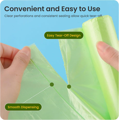QIXINNET 2-4 100 Count (5 Green Biodegradable Trash Bags Gallon, Rolls), Small Garbage Bags, PE & Corn Starch Blend