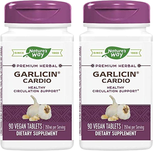 Nature’s Way Garlicin Cardio Premium Herbal Support, 350 mg per Serving, 90 Tablets
