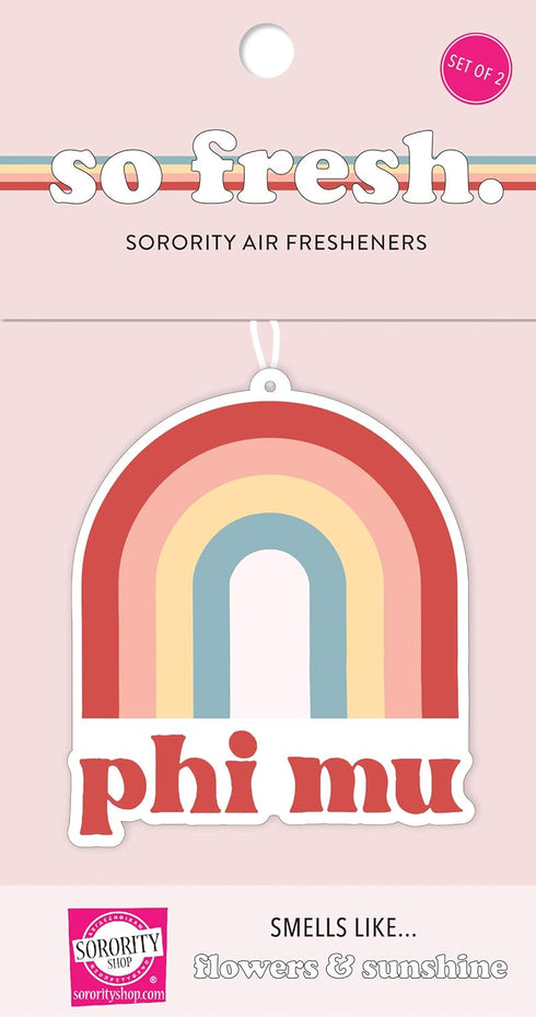Phi Mu Rainbow Air Freshener, 2/Pack, Flowers & Sunshine Scent