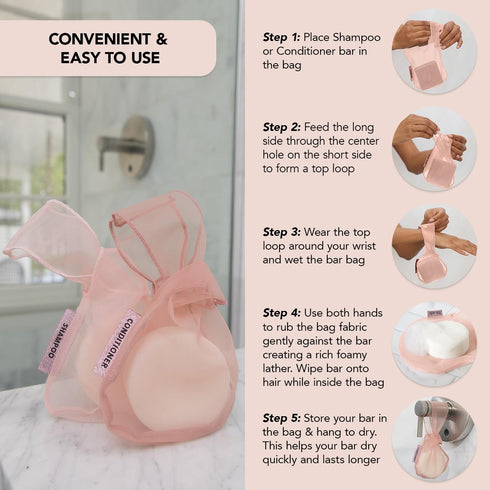 Kitsch Bar Soap Saver Bag – Recycled Mesh Pouch for Body Wash, Conditioner & Shampoo Bars, Eco-Friendly Holder