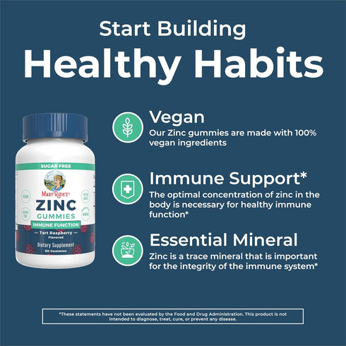 Zinc Gummies by MaryRuth's - Immune Support Supplement for Overall Health, Vegan, 30 Servings