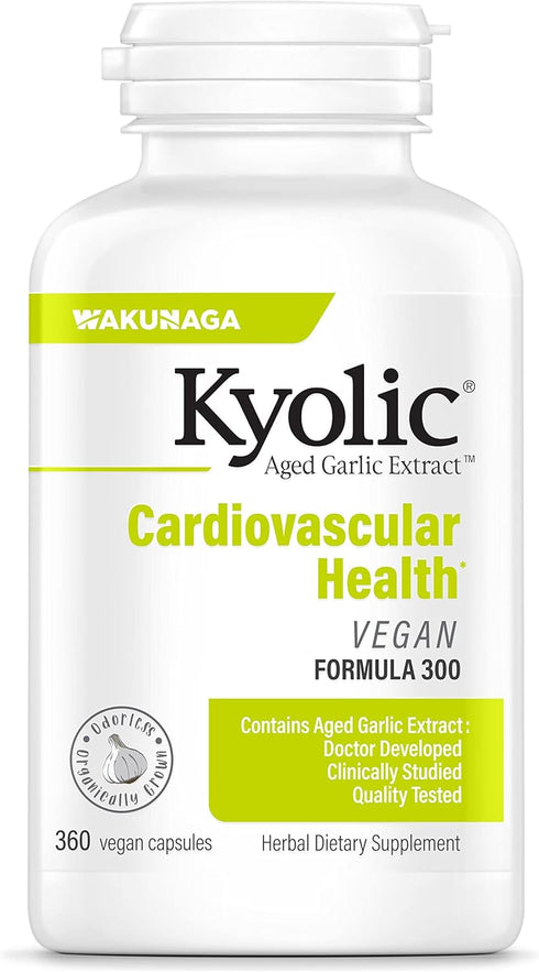 Kyolic Aged Garlic Extract Formula 300, Vegan, 360 Capsules for Cardiovascular Health