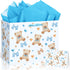 Peconal Bear Baby Shower Birthday Gift Bag Large Blue Bear Baby Gift Bag