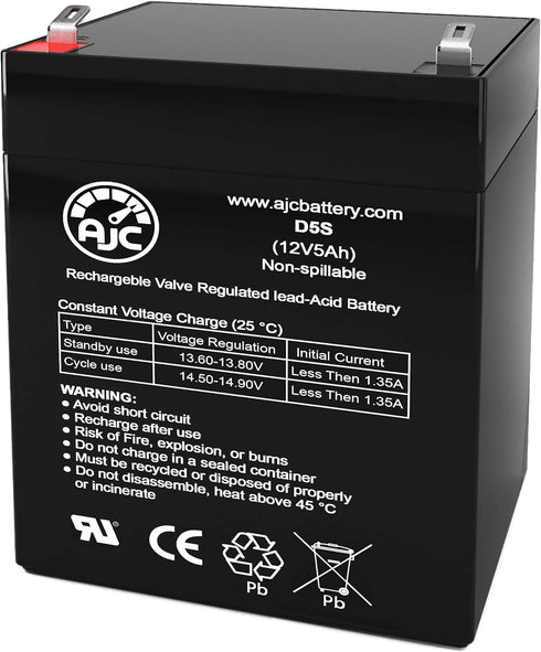 AJC Battery Compatible with DSC PowerSeries HS2032 12V 5Ah Alarm Battery