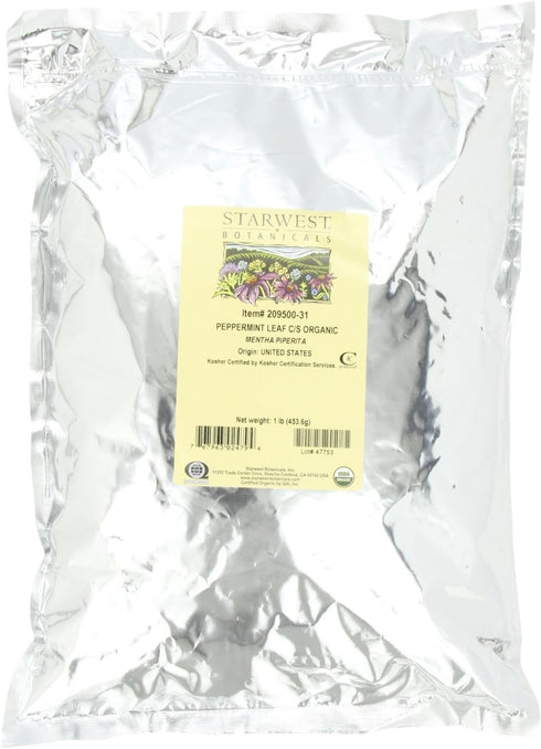 Starwest Botanicals Peppermint Leaf C/S Organic, 1-pound Bag