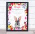 The Card Zoo New Baby Birth Details Christening Nursery Floral Bunny Keepsake Gift Print