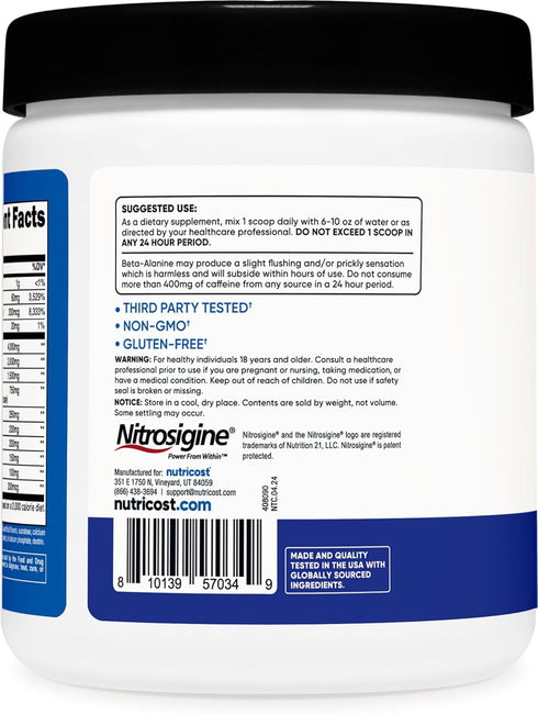 Nutricost Pre-Workout Complex Powder (30 Servings, Blue Raspberry) - Supplement with Beta-Alanine, Taurine & Amino Acids