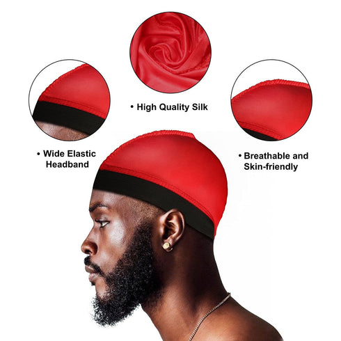 Selalu 4Pcs Wave Cap, Silk Stocking Wave Caps for 360 Waves, Silky Durag for Men