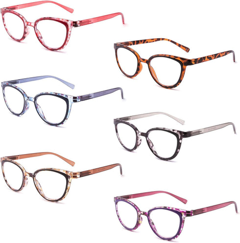 IVNUOYI 6 Pack Blue Light Blocking Reading Glasses for Women, Fashion Ladies Readers with Spring Hinges, Anti Glare UV