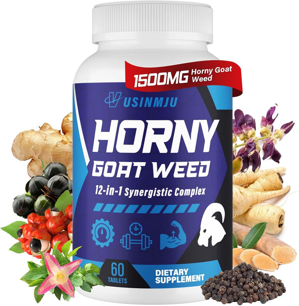 Vusinmju Hornygoatweed for Men, 12 In 1 Horny Goat Weed, Male Enhancing Supplement