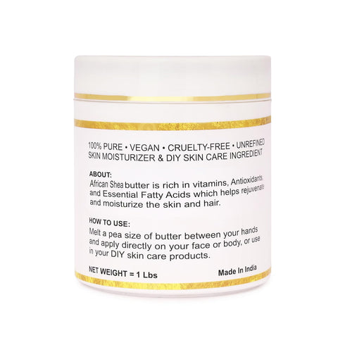 Organic Raw African Shea Butter, 100% Pure & Unrefined, Skin Moisturizer for Face, Body & Hair, 1 LBS