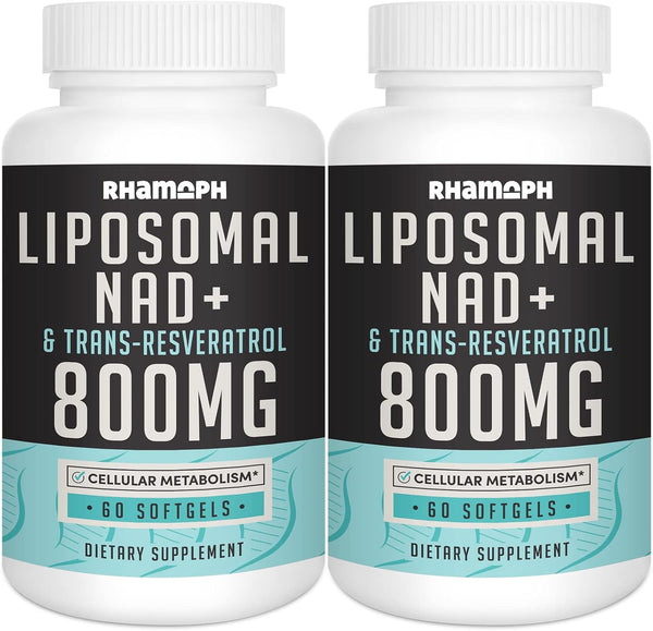 Liposomal NAD+ 800 mg with Trans-Resveratrol 300 mg, Max Absorption Supplement for Healthy Aging - 120 Softgels