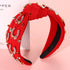 Kentucky Derby Headband for Women, Beaded Horseshoe Rhinestone Crystal Hairband, Red Top Knot Hair Accessories