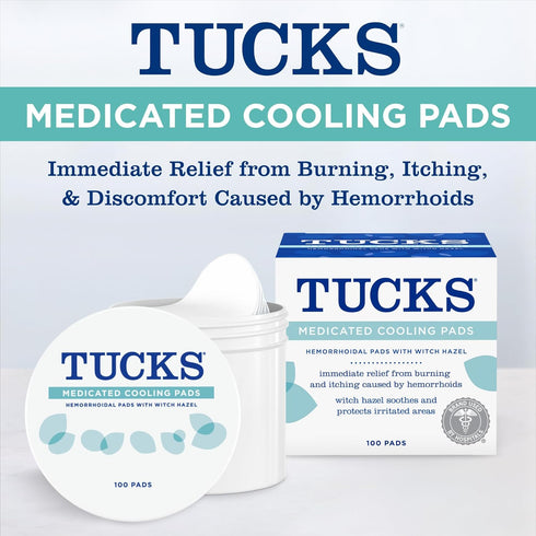 TUCKS Medicated Cooling Pads, 200 Count - Witch Hazel Pads for Sensitive Areas, Cleanse and Protect from Irritation