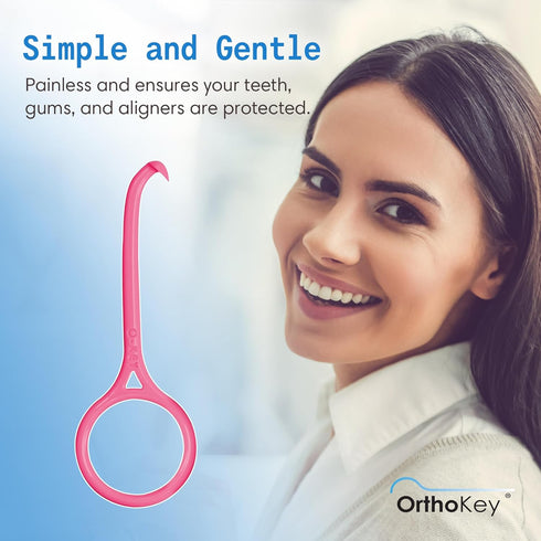 OrthoKey Aligner Remover - Clear Aligner & Retainer Removal Tool, Portable & Durable (Pink, 1-Pack)