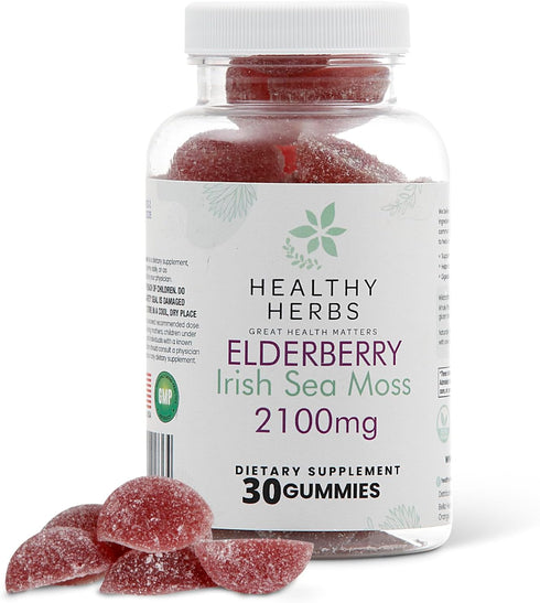 Gummies Gummy (2-Pack) Healthy Herbs Organic Sea Moss - Concentrated Irish Sea Moss + Elderberry Essentials Blend