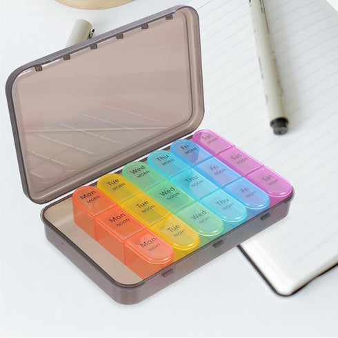 Homoyoyo Large Weekly Pill Organizer Box, Multi-Grid Detachable Medicine Case with Seal Lid, Moisture-Proof Portable