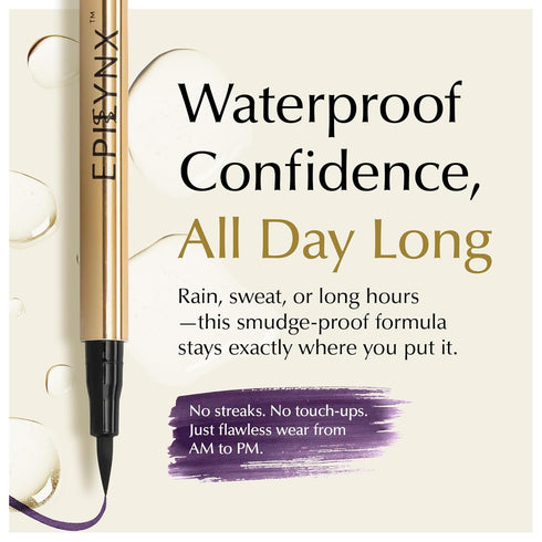 Waterproof Eyeliner, Smudge-Proof Liquid Eyeliner Pen, Vegan Hypoallergenic & Gluten-Free Eye Liner, 2mL Purple