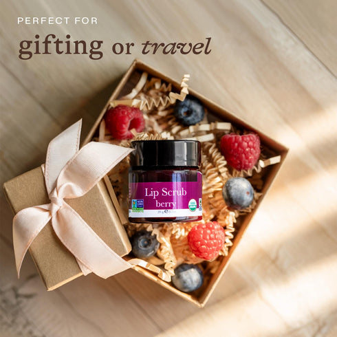 USDA Organic Lip Scrub Berry - Natural Ingredients, Moisturizing Exfoliator for Dry Lips, Small Beauty Gifts