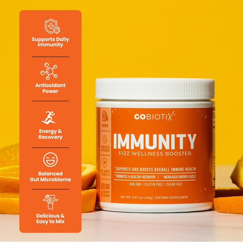 Immune Immunity B12 GOBIOTIX Vitamin C - Defense Support Supplement - Powder Wellness Booster - Vegan Superfood