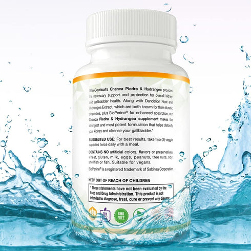Max Strength Chanca Piedra, Hydrangea & Dandelion Root - Natural Kidney & Gallbladder Formula, 60 Veggie Capsules
