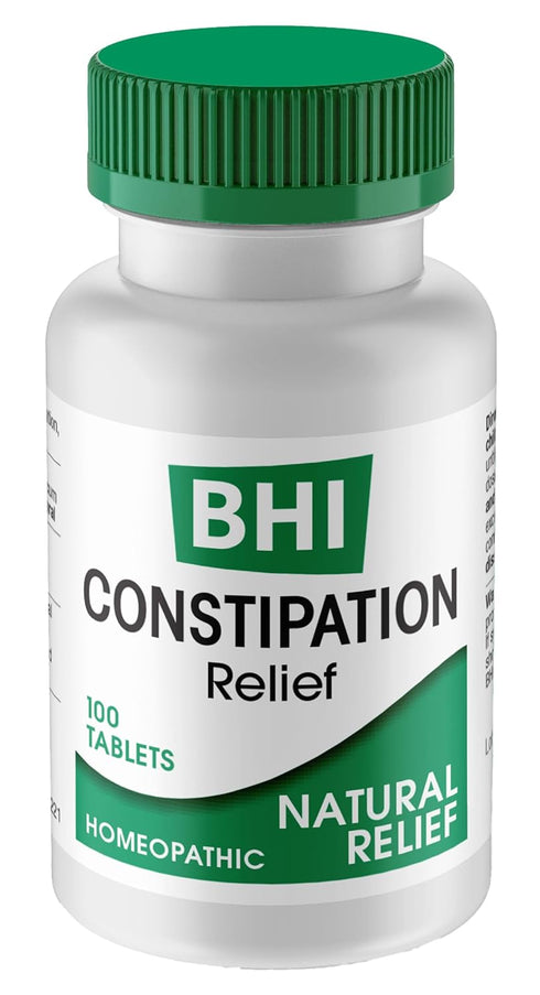BHI Constipation Relief Natural Homeopathic Ingredients for Women & Men, 100 Tablets