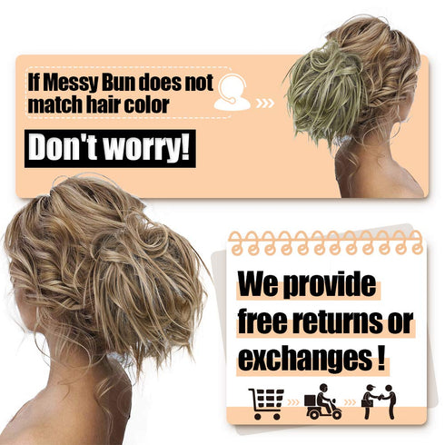 HMD Darkest Brown Tousled Updo Messy Bun Hair Piece with Elastic Rubber Band