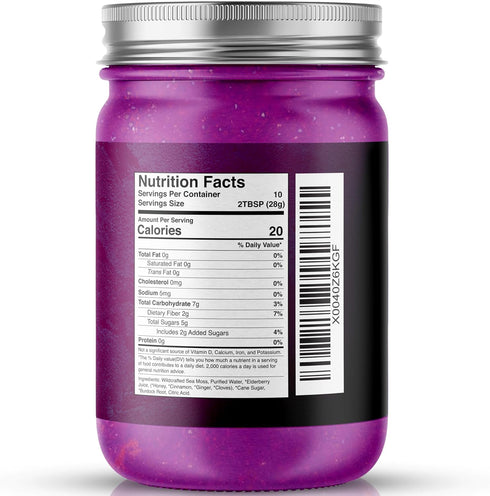 Immune 10 oz. WELLNESS LABSRX Irish Sea Moss Gel Raw - Wildcrafted Superfood Seamoss Gel - Elderberry Flavor, Vitamin
