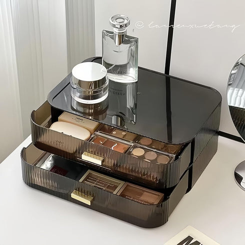 Stackable Cosmetics Organizer Drawers, Black Makeup Storage for Bathroom Vanity, Ideal for Desk and Dresser Countertops