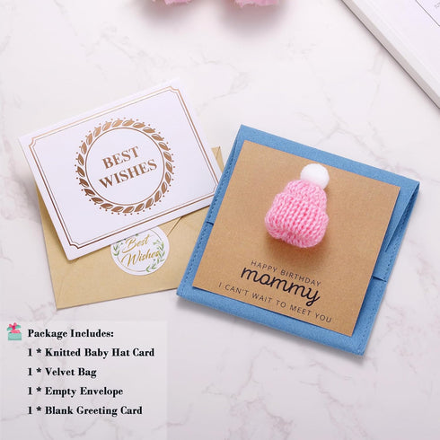 Mommy Mommy Ukodnus Baby Girl Reveal to Be Birthday Card with Pink Knitted Hat, Happy Birthday from the Bump, Pregnancy
