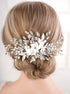 Missgrace Bridal Wedding Crystals Rhinestones Handmade Flower Leaves Side Hair Comb Special Occasion Headpiece Gold Silver Comb Hair Accessories for Women (Silver)