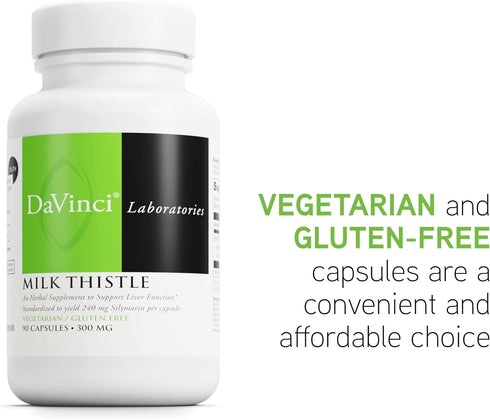 DAVINCI Labs Milk Thistle, 90 Vegetarian Capsules - Nutritional Supplement for Liver Function, Kidney Health, and