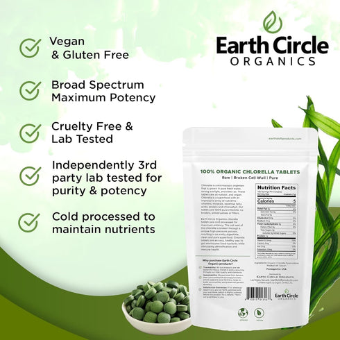 Organic Chlorella Tablets 400 Count | High Potency Superfood | Chlorophyll Pills from 100% Pure Green Algae | Vegan,