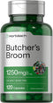 Horbaach Butchers Broom Capsules 1250mg, 120 Count, Non-GMO, Gluten Free Supplement