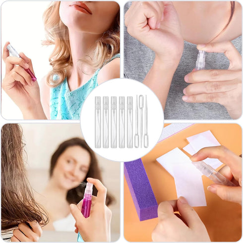 Mini Spray Bottle, 5 Pcs 10ml Clear Perfume Bottle with 3 Pcs Transfer Pipettes, Refillable Atomizer for Travel