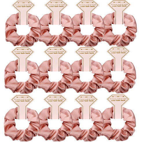 Satin Bridesmaid Scrunchies, 12 Pack Proposal Gifts, Elastics Hair Ties for Bachelorette Party Favors, Bridal Wedding