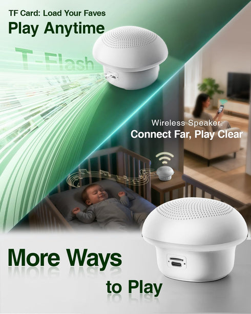 Qobayleo 20 48H 30 3 Portable White Noise Sound Machine for Baby Kids Adults, Natural Soothing Sounds, Battery