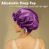 Satin Bonnet for Women, Large Adjustable Night Cap for Long Curly Hair, Double Layer Purple/Blue