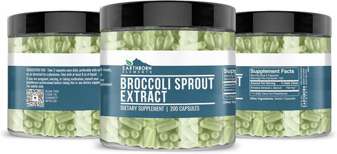Earthborn Elements Broccoli Extract, 200 Capsules, Pure & Undiluted with No Additives