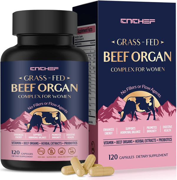 Beef Organ Supplement for Women, Beef Liver, Kidney, Heart & Uterus Tissue,