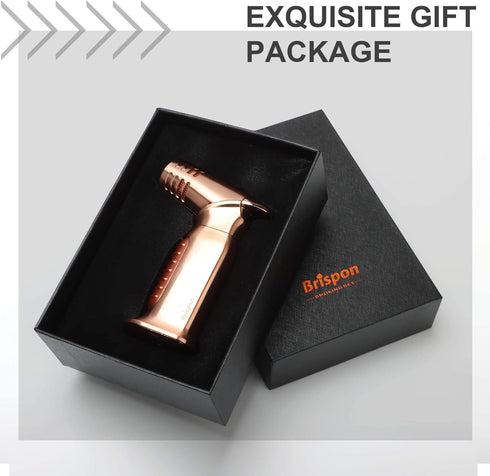Torch Lighter, Windproof Quad 4 Jet Flame Butane Refillable Lighter with Safety Lock for Kitchen Grill BBQ Candle