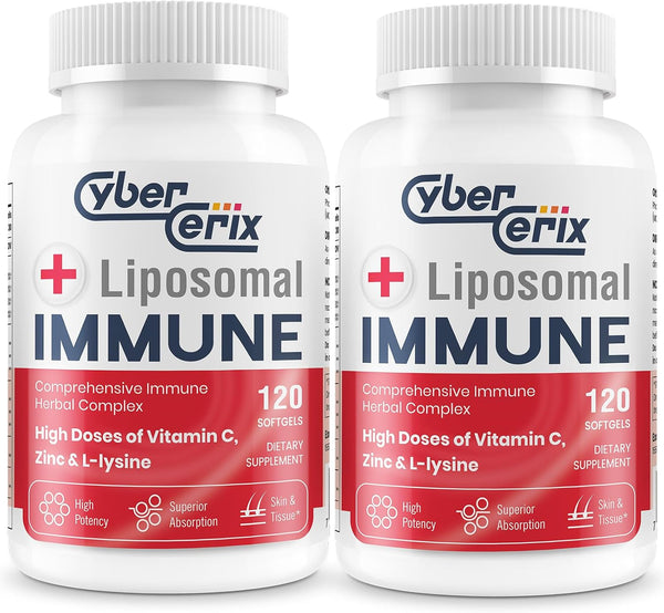 Advanced Liposomal Immune Supplement, 240 Capsules with L-Lysine, Vitamins, Minerals, and Herbal Extracts