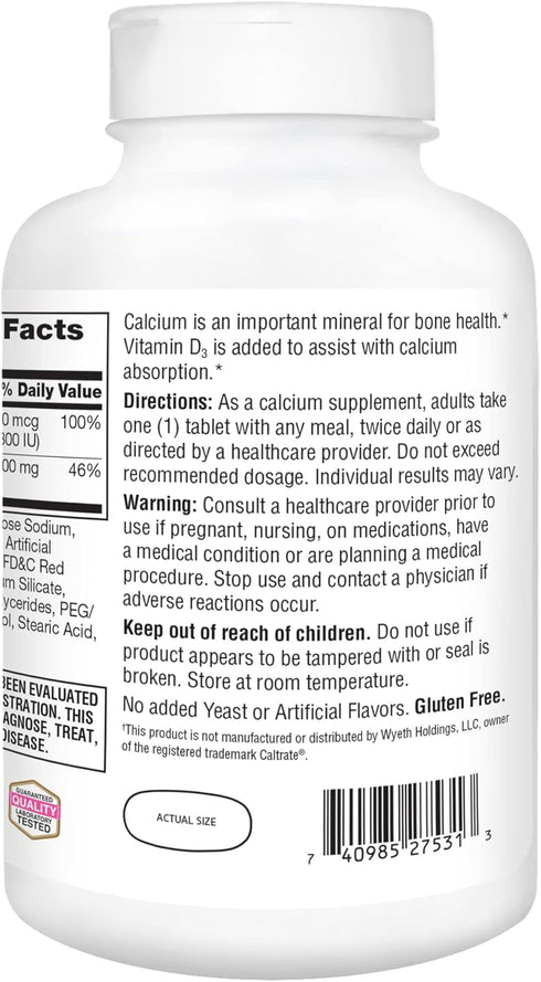 21st Century Calcium Plus D Supplement Tablet, 400 Count, 600 mg